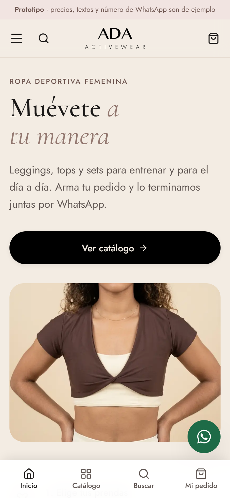 Portada de la tienda con el titular y la foto principal (celular)